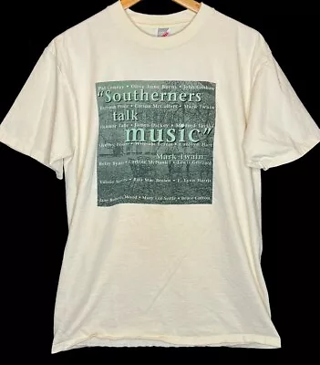 Vintage 90s Mark Twain The Southerner Talks Music Quote T Shirt Writer Sz L • $18