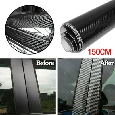 $7.90 • Buy Car Accessories CARBON FIBER Self Adhesive Vinyl Sticker Wrap Hood Roof 5D BLACK