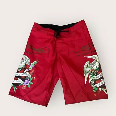 Ed Hardy Swim Trunks Surf Shorts Men's 34 Red NWOT • $29.99