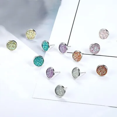Multicoloured Glittering Sparkle Small Round Stud Earrings Shiny Ear Jewellery • $2.99