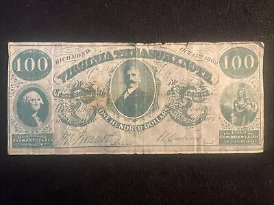 Virginia Treasury Note 1862 -Reproduction Probably Done In The 1960’s • $1.99