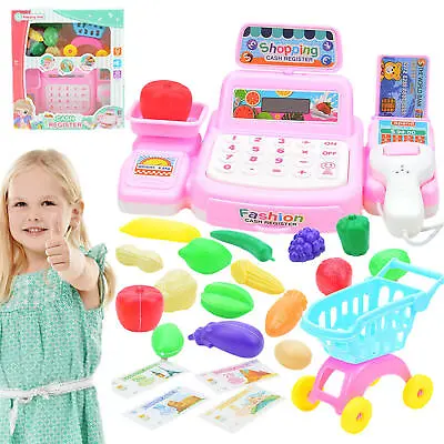 Supermarket Till Kids Cash Register Toy Gift Set Child Girl Shop Role Play • £10.14
