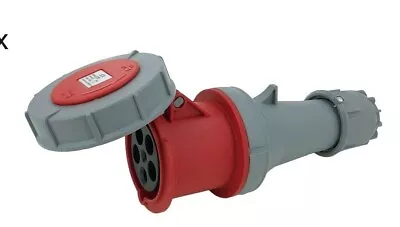 JCE 63 Amp 5 Pin Red Connector Socket 415V IP67 Waterproof Rated. 3 Phase • £49.60