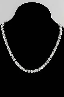 15Ct Round Diamond Tennis Necklace Simulated Man Made 14K White Gold Plated • $503.99