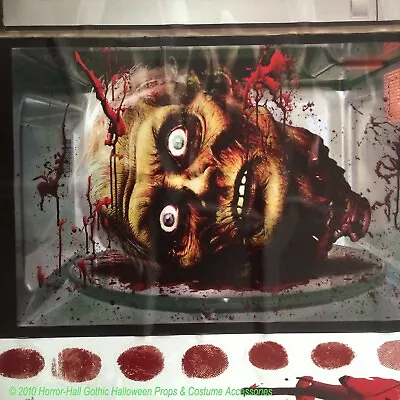 Bloody Microwave ZOMBIE HEAD Sticker Cling Cannibal Horror Prop Decoration-SMALL • $4.97