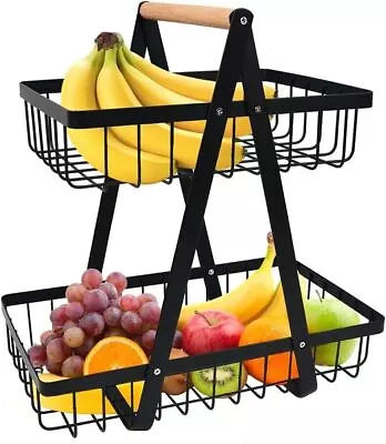 2-Tier Fruit Storage Basket Fruit Bowl Holder Bread Basket Vegetable Rack UK • £9.99