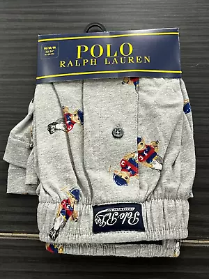 Polo Ralph Lauren Mens Cotton Grey Polo Bear Pattern Boxer Shorts Medium New • £25