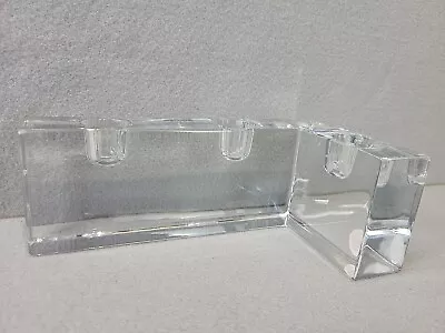 Calvin Klein Crystal Glass Modern Trio Candle Holder Czech Republic RARE EUC • £37.05