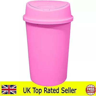 45l All Pink Touch Top Bin Plastic Dustbin Rubbish Waste Bin • £14.99