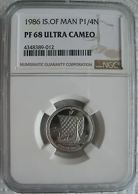 Isle Of Man 1986 Platinum 1/4 Noble NGC NGC PF-68 Ult.Cameo • $420