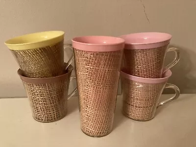 5 Vintage Raffiaware Mugs & Cup Tumbler Thermal Melmac Burlap • $24.99