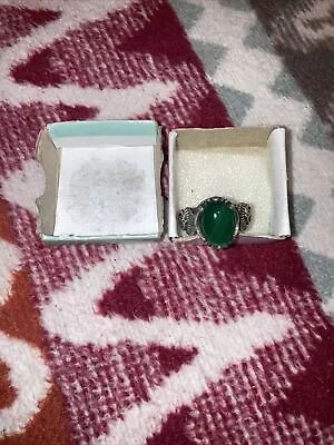 Original Green Yemeni Aqeeq Real Green Haqeeq Akik Stone Silver 925 Ring Mens • £38