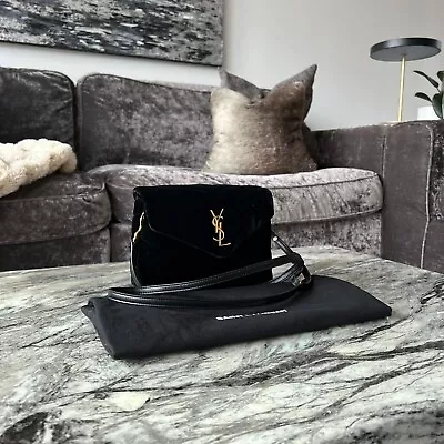 Saint Laurent YSL Toy Loulou Bag Black Velvet With Gold Hardware • £950