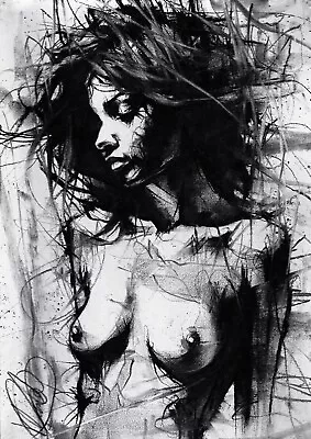 Female Nude ORIGINAL DRAWING Charcoal Urban Art Pinup Naked Women NO RESERVE A3 • £21