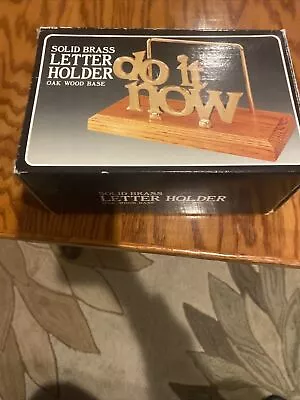 Vintage Mid Century Office Desk Brass DO IT NOW Letter Holder Accessory With Box • $16.99