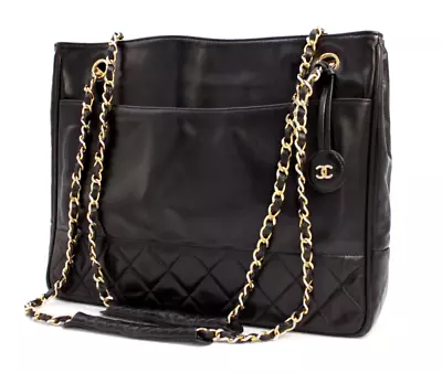 CHANEL Matelasse Shoulder Bag Purse Chain Strap CC Black Vintage Authentic • $1168