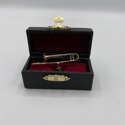 $25 • Buy Vintage Miniature TROMBONE  Lapel Pin / Tie Tac Gold Tone. Metal. Music Jewelry