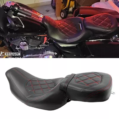 Red Stitching Driver Passenger 2-Up Seat For Harley Ultra Classic Electra Glide • $139.15