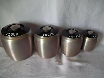 Vintage 1950s Kromex Aluminum Canister Set Flour Sugar Tea Coffee • $49.99