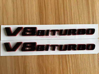 2P Red Black Fender Emblems V8 Biturbo Badge For 2017+ Mercedes C63 E63 G63 • $34.99