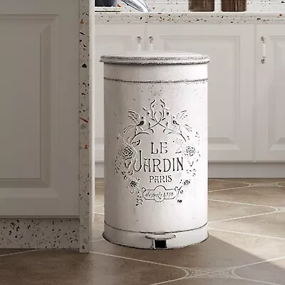 Metal Trash Can With Lid And Pedal For Kitchen  Garbage Can Waste Bin Outdoor • $105.99