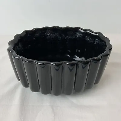 Frank Moreno Ceramics USA Vintage Black Ribbed Oval Planter Vase Signed • $39.99