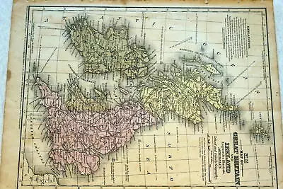 1852 Rare Beautiful Antique Mitchell Atlas Map Of Great Britain-handcolored • $10