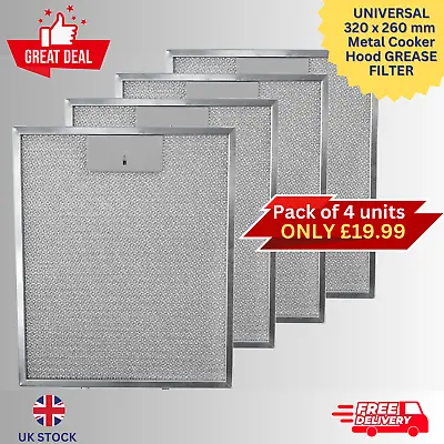 Grease Filters For RANGEMASTER Cooker Hood Metal ( 320 X 260mm X 4)  / SKU06 • £19.99