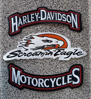 Harley Davidson Stilo Eagle Scream+rockers Patches With Red Lines Formotorcycle. • $95