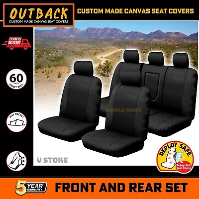 $219 • Buy Canvas Custom Seat Covers For Mitsubishi Triton MQ MR GLX GLS Exceed 2Rows Black