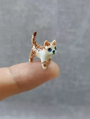 Tiny Cat Ceramic Miniature Cat Figurine Dollhouse Cute Cat Sculpture Collectible • $14