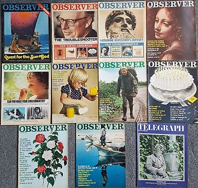 Observer Magazine 1970 - 1974 Bundle / Job Lot - 11 Issues • £16.50
