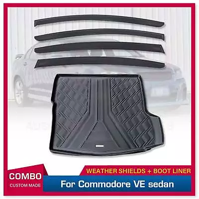 AUSGO Luxury Weathershields + 3D TPE Cargo Mat For Holden Commodore VE Sedan • $125.11