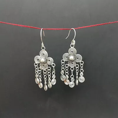 Personality Retro Chinese Pure Handmade Miao Silver Gourd Tassels Earring 1pair • $23