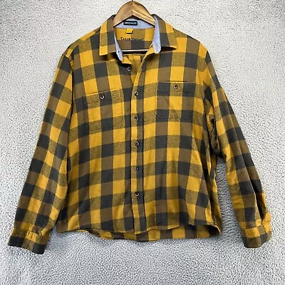 Tailor Vintage Shirt Mens Large Orange Black Plaid Checkered Flannel Luxe Cotton • $22.35