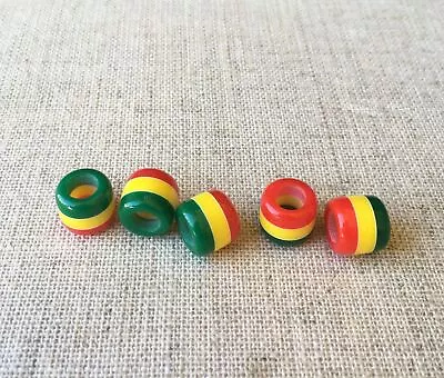 5 Rasta Colours/reggae 6mm Hole Dreadlock Beads RLW627 • $9.71