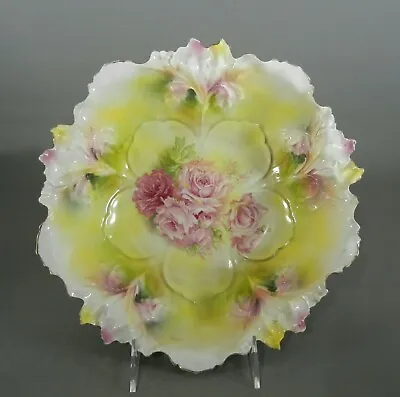 Antique RS Prussia Iris Mold Large Bowl -- Roses • $85