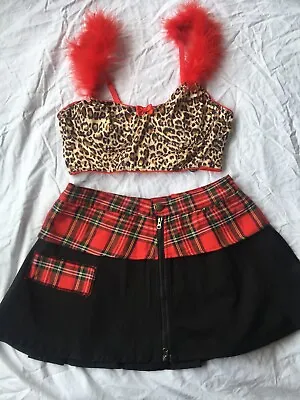 Black Red Tartan Mini Skirt Sz S Sweet Vengeance Vintage Y2k Goth Punk Tripp NYC • $50