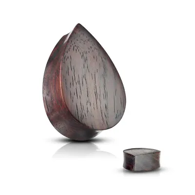 Pair Of Ear Plugs Made Of Organic Sono Wood Tear Drop Shape Double Flared • $10.50