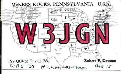 QSL 1958  McKees Rocks   PA Radio Card • $5.52