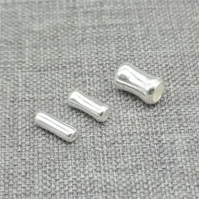 30 Sterling Silver Plain Barrel Beads 925 Silver Small Tube Spacers For Bracelet • £15.42