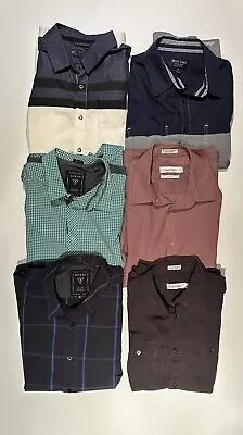 Guess Calvin Klein Marc Ecko Long Sleeve Mens Dress Shirts Medium Lot Of 6 • $1.49