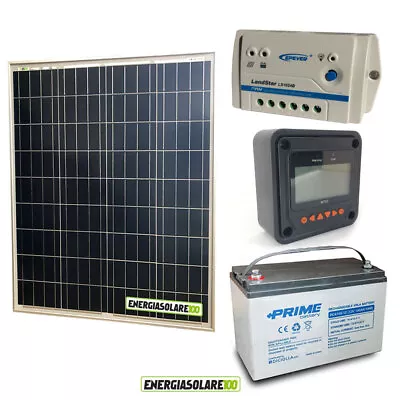 Photovoltaic Solar Kit 80W 12V Panel AGM Battery 100Ah PWM 10A Controller MT50 D • £334.86