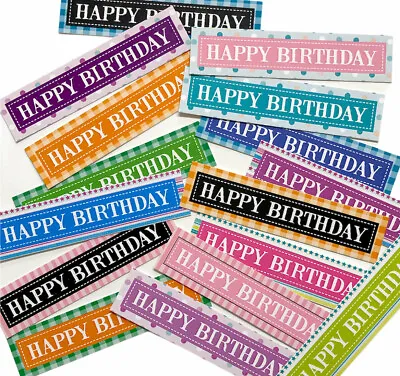 £1.19 • Buy 12 BIRTHDAY Sentiments/Banners COLOURFUL PATTERNS Hand Made Card Toppers (BPat)
