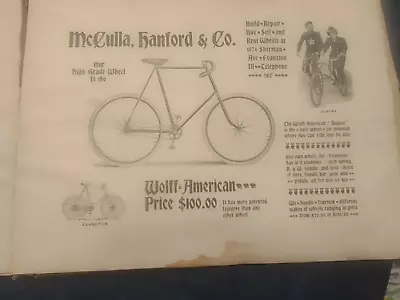 1896 Bicycle Ads   Wolff Monarch Meteor Gleason Curry Belvidere White City • $24