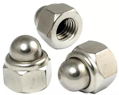 Domed Nyloc Nylon Insert Lock Nuts A2 Stainless Steel M4 M5 M6 M8 M10 M12 M16 • £2.23