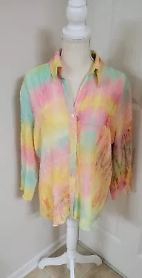 Milano Women Blouse Top Size XL Multi Color Button Up Floral Long Sleeve NWT • $14.99