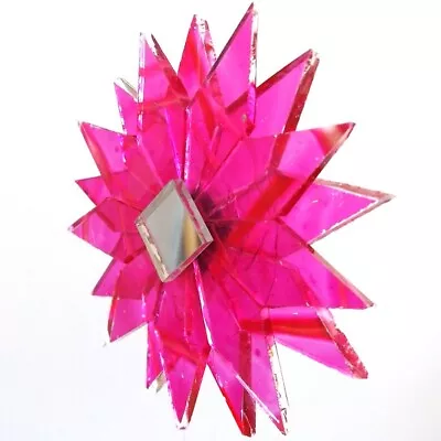 Pink Coloured Glass Mobile Sun Catcher Long Mirror Twisting Large Shiny Star • £12.55