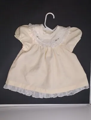Vintage It’s Too Rare  Baby Girls Yellow Cream Smock Dress Lace Trim 18M  • $19.99