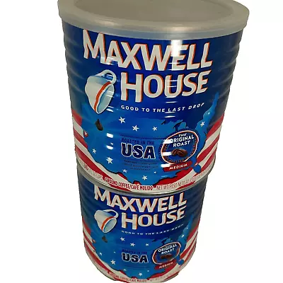 2 Maxwell House Coffee Can Tins 30.6 Oz W Lid Medium Roast Roasted In America • $18.99